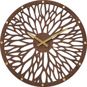 LAVVU Pôsobivé nástenné hodiny z tmavého dreva WOOD ⌀49cm