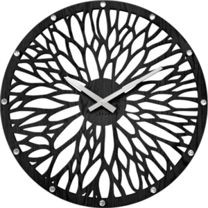 LAVVU Pôsobivé čierne drevené nástenné hodiny WOOD ⌀49cm