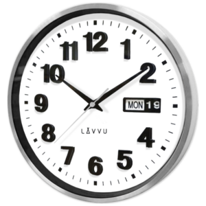 LAVVU Kovové nástenné hodiny s dátumovkou DATE METAL ⌀30cm