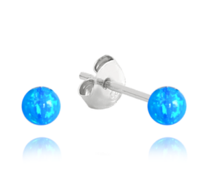 MINET Strieborné náušnice BALLS so svetlomodrými opálmi 3mm