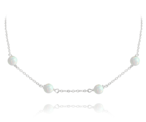 MINET Strieborný náhrdelník s bielymi opálmi