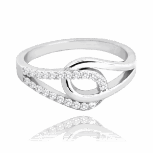 MINET Strieborný opletený prsteň so zirkónmi veľkosť 55