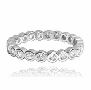 MINET Strieborný guľový prsteň s bielymi zirkónmi veľkosť 59