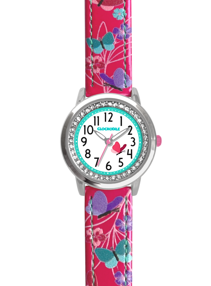 CLOCKODILE Ružové dievčenské hodinky BUTTERFLY