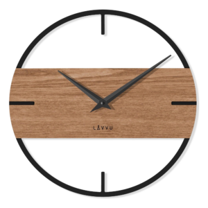 LAVVU Štýlové drevené hodiny LOFT v industriálnom vzhľade ⌀35cm