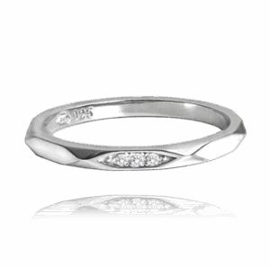 MINET+ Minimalistický strieborný snubný prsteň so zirkónmi veľkosť 56