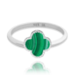 MINET Strieborný prsteň ďatelina so zeleným malachitom veľkosť 56