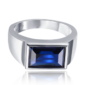 MINET Pánsky strieborný prsteň s modrým zirkónom veľkosť 67