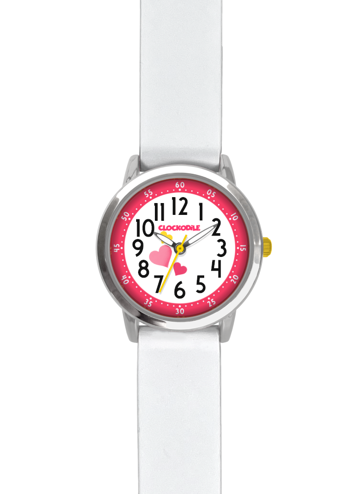 CLOCKODILE Ružové dievčenské hodinky so srdiečkami a silikónovým remienkom