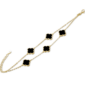 MINET Pozlátený strieborný náramok štvorlístok s onyxom