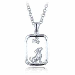 MINET Detský strieborný náhrdelník so psom a kosťou