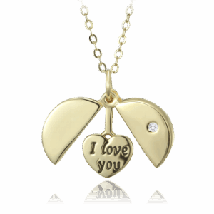 MINET Pozlátený strieborný náhrdelník s otváracím príveskom a srdiečkom s nápisom "I love you