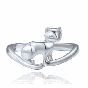 MINET Strieborný prsteň mačka veľkosť 54