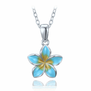 MINET Moderný strieborný náhrdelník modrý kvet