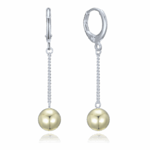 MINET Strieborné visiace náušnice v kombinácii s pozlátenými guľôčkami