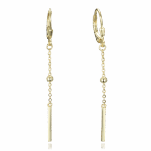MINET Pozlátené strieborné visiace náušnice s guľôčkami a tyčinkami