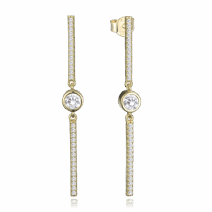 MINET Pozlátené strieborné náušnice s bielymi zirkónmi