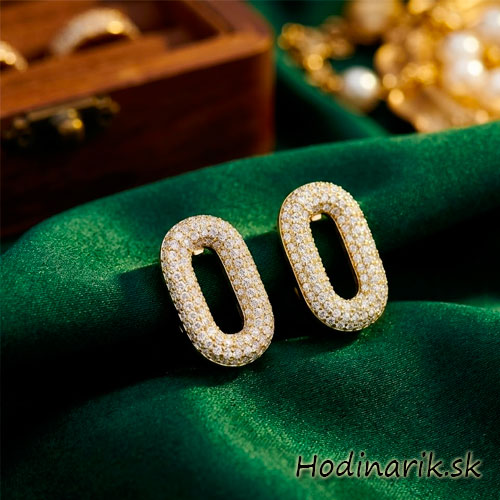 Luxusné pozlátené strieborné náušnice