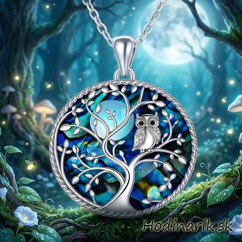 Strieborný náhrdelník strom života so sovou