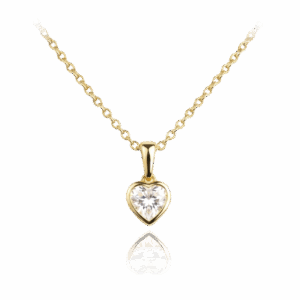MINET Zlatý náhrdelník srdíčko s bílým zirkonem Au 585/1000