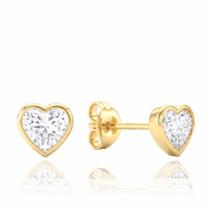 MINET Zlaté náušnice srdce s bílými zirkony Au 585/1000