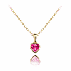 MINET Zlatý náhrdelník srdíčko s růžovým zirkonem Au 585/1000